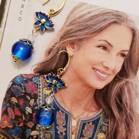 14K Gold Plated Spiritual Lotus Flower Earrings - Picture 6 of 16